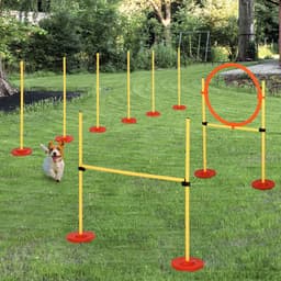 image-Portable Pet Agility Training Obstacle Set for Jumping Pole,Ring,Turnstile poles