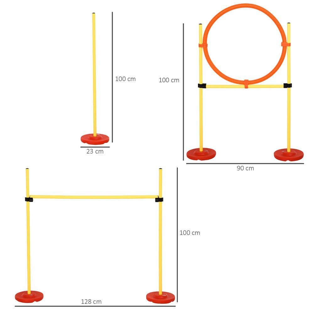 image-Portable Pet Agility Training Obstacle Set for Jumping Pole,Ring,Turnstile poles