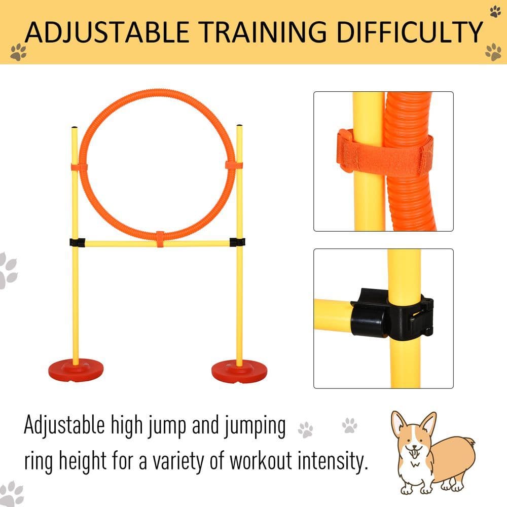 image-Portable Pet Agility Training Obstacle Set for Jumping Pole,Ring,Turnstile poles