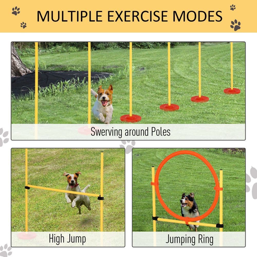 image-Portable Pet Agility Training Obstacle Set for Jumping Pole,Ring,Turnstile poles