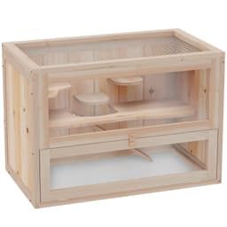 image-Wooden Hamster Cage Mice Rodents Hutch Small Animals 2 Levels 60x35x42cm
