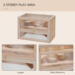 image-Wooden Hamster Cage Mice Rodents Hutch Small Animals 2 Levels 60x35x42cm