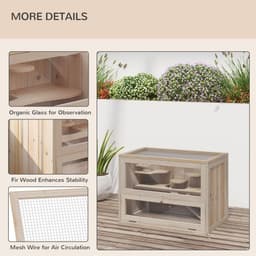 image-Wooden Hamster Cage Mice Rodents Hutch Small Animals 2 Levels 60x35x42cm