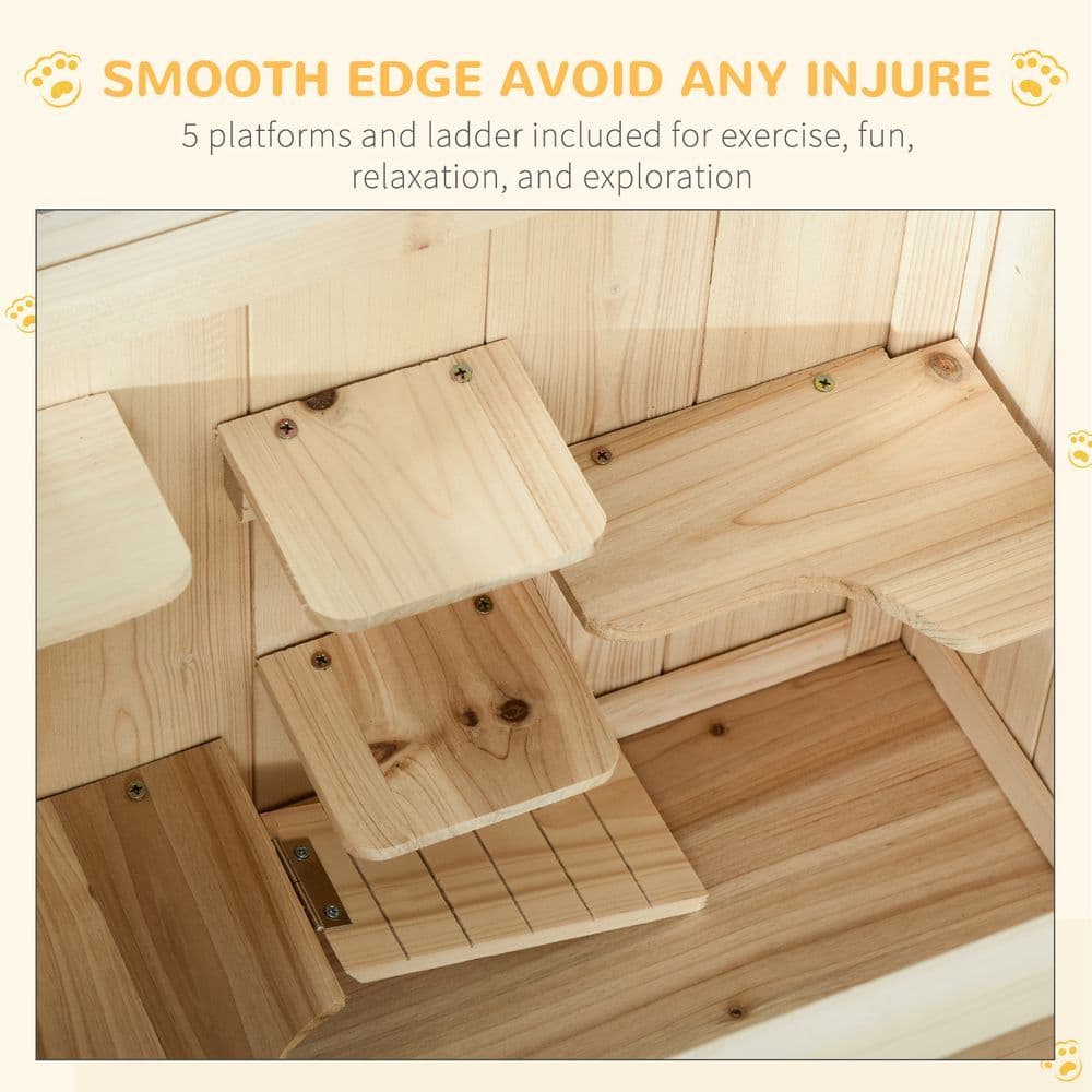 image-Hamster Cage House Pet Play Exercise 3 Tiers Mouse Wooden Fir Small Animals