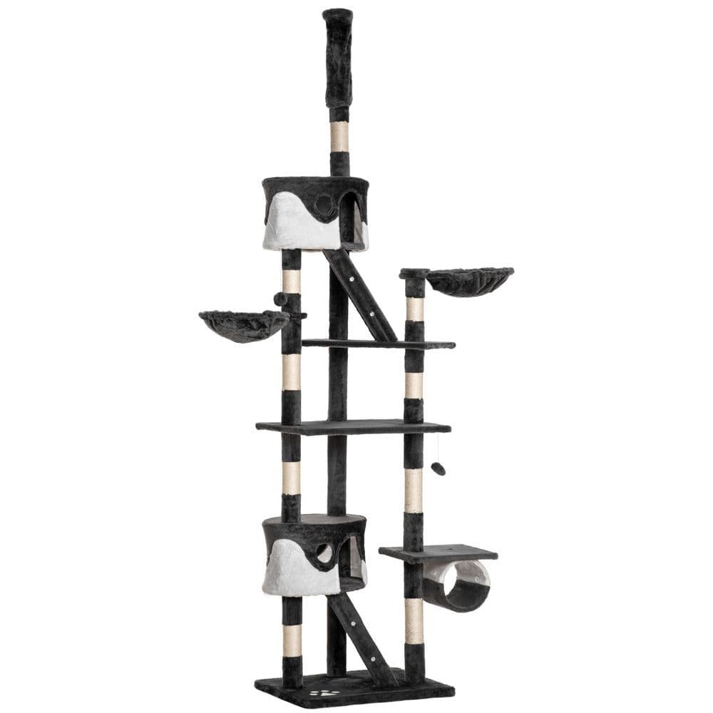 image-Large Cat Tree Scratching Post Condo Pet House Kitty Play Tunnel Toy 240 - 260H