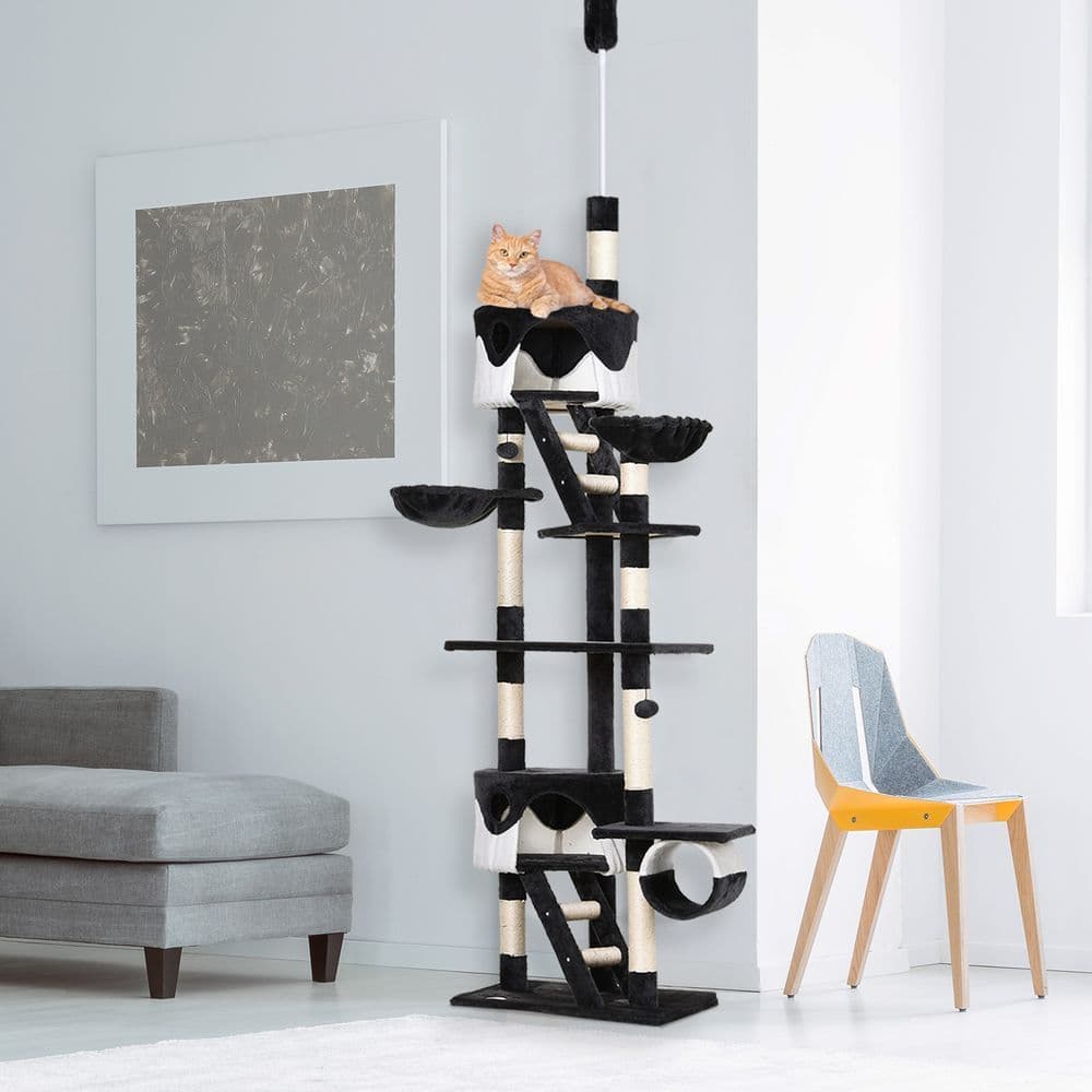 image-Large Cat Tree Scratching Post Condo Pet House Kitty Play Tunnel Toy 240 - 260H