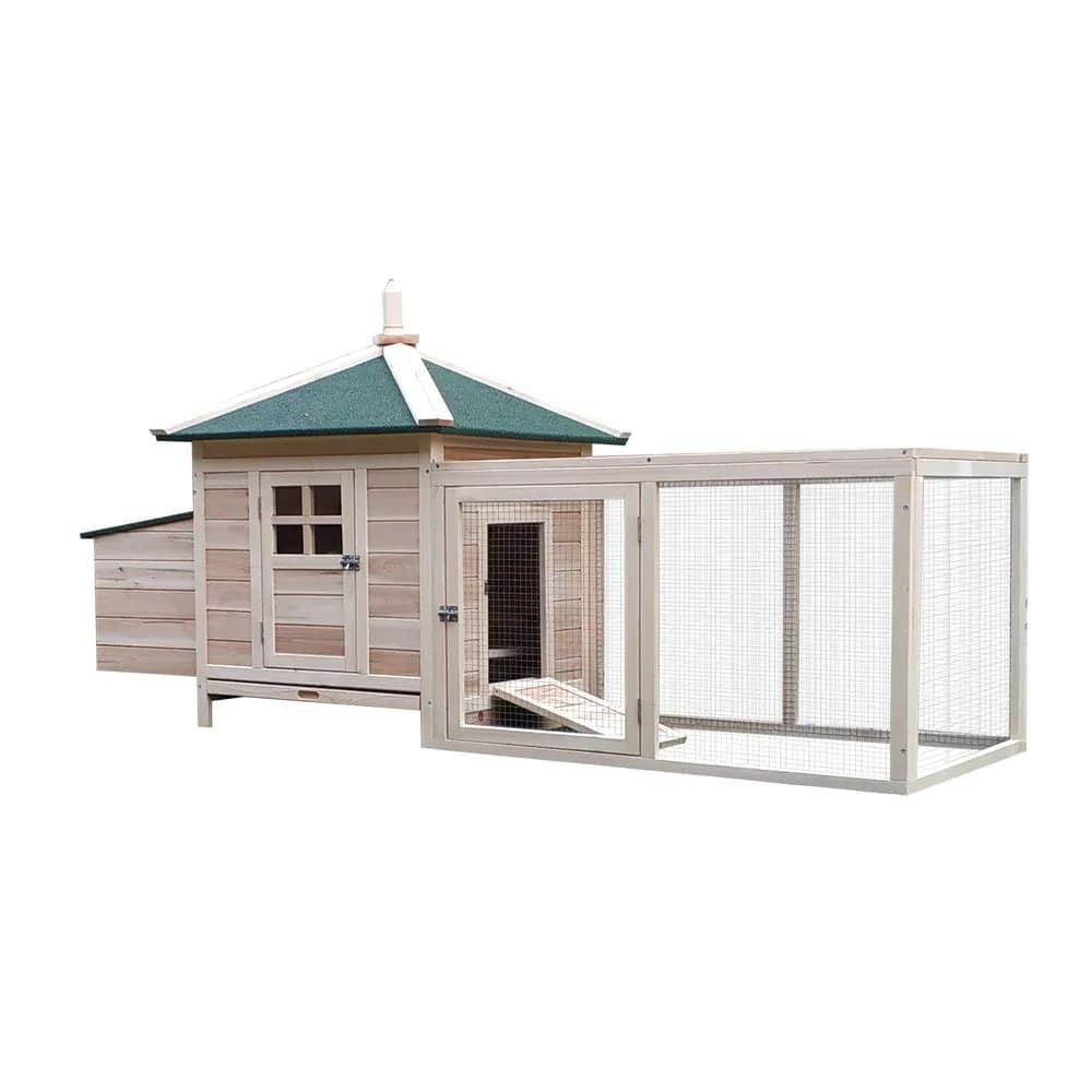 image-Chicken Coop Small Animal Pet Cage w/ Nesting Box Outdoor Run Backyard Wooden