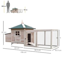 image-Chicken Coop Small Animal Pet Cage w/ Nesting Box Outdoor Run Backyard Wooden