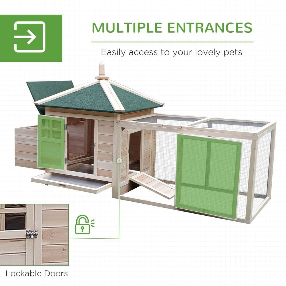 image-Chicken Coop Small Animal Pet Cage w/ Nesting Box Outdoor Run Backyard Wooden