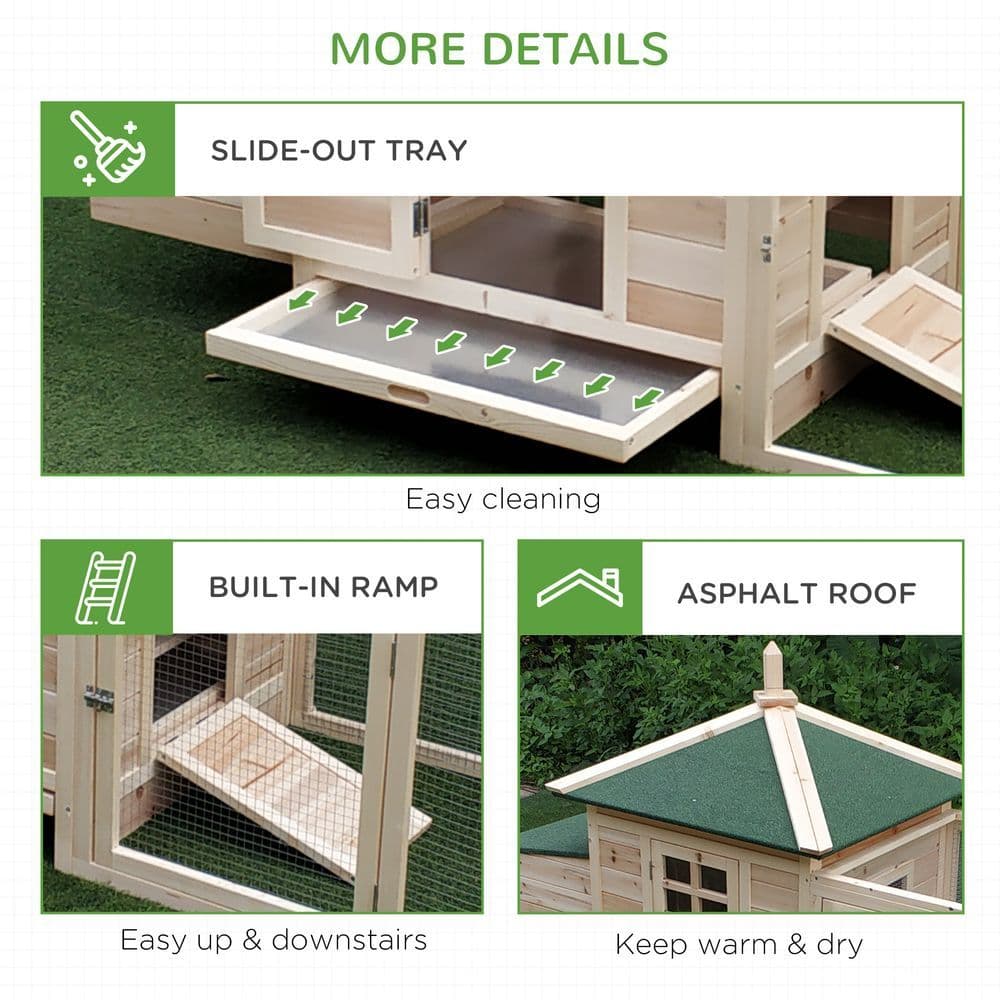 image-Chicken Coop Small Animal Pet Cage w/ Nesting Box Outdoor Run Backyard Wooden
