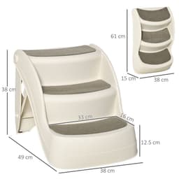image-Portable Dog Steps Non-slip Pet Stairs 3-Step Design for High Beds Sofas, Cream