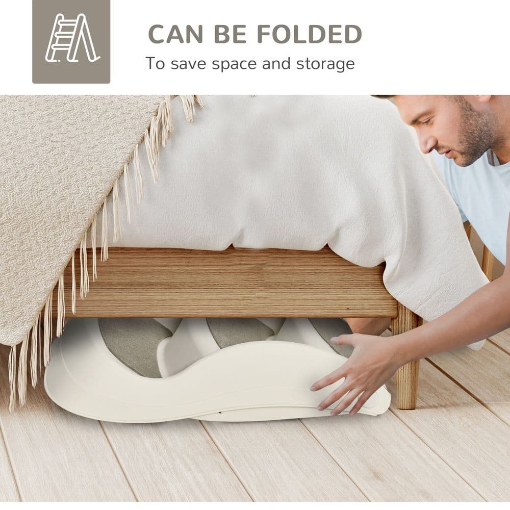 image-Portable Dog Steps Non-slip Pet Stairs 3-Step Design for High Beds Sofas, Cream