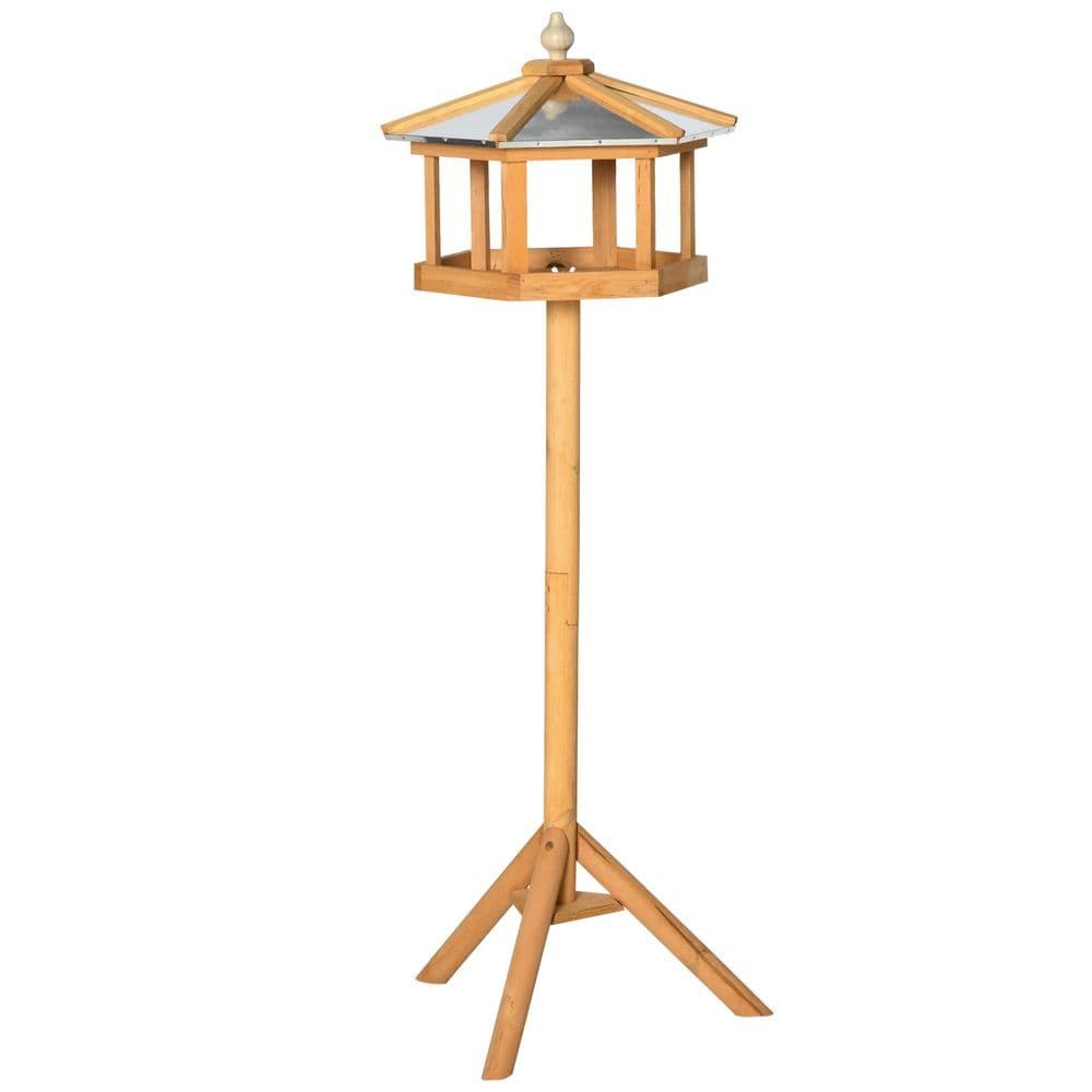 image-Bird Stand Feeder Table Feeding Station Garden Wood Coop Parrot Nesting Stand