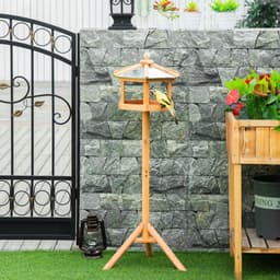 image-Bird Stand Feeder Table Feeding Station Garden Wood Coop Parrot Nesting Stand