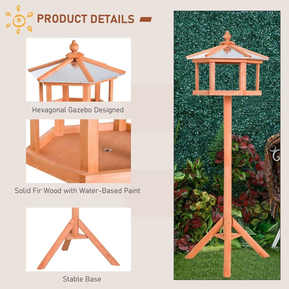 image-Bird Stand Feeder Table Feeding Station Garden Wood Coop Parrot Nesting Stand