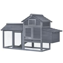 image-Small Chicken Coop Hen Cage Nesting Box w/ Outdoor Run Grey 150.5 x 54 x 87 cm