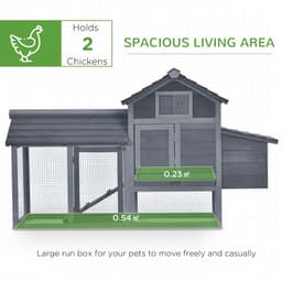 image-Small Chicken Coop Hen Cage Nesting Box w/ Outdoor Run Grey 150.5 x 54 x 87 cm
