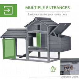 image-Small Chicken Coop Hen Cage Nesting Box w/ Outdoor Run Grey 150.5 x 54 x 87 cm