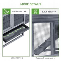 image-Small Chicken Coop Hen Cage Nesting Box w/ Outdoor Run Grey 150.5 x 54 x 87 cm