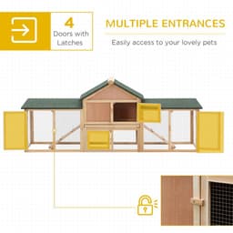 image-Wooden Rabbit Hutch Bunny Cage Guinea Pig House w/ Slide-out Tray Outdoor Run