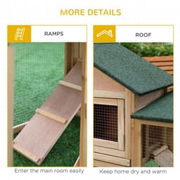 image-Wooden Rabbit Hutch Bunny Cage Guinea Pig House w/ Slide-out Tray Outdoor Run