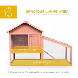 image-2 Tier Wood Rabbit Hutch Water Resistant Asphalt Roof Ramp 144 x 64.5 x 100 cm