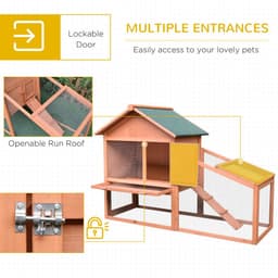 image-2 Tier Wood Rabbit Hutch Water Resistant Asphalt Roof Ramp 144 x 64.5 x 100 cm