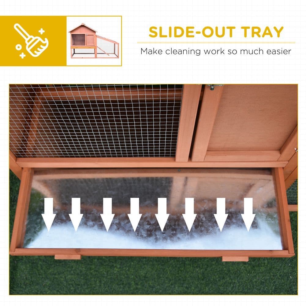 image-2 Tier Wood Rabbit Hutch Water Resistant Asphalt Roof Ramp 144 x 64.5 x 100 cm