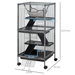 image-Rolling Small Animal Cage for Chinchillas Ferrets Kittens w/ Platform Ramp Tray