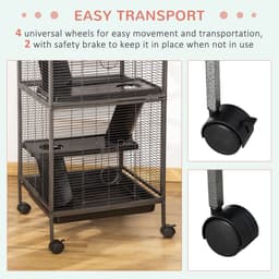 image-Rolling Small Animal Cage for Chinchillas Ferrets Kittens w/ Platform Ramp Tray