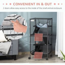 image-Rolling Small Animal Cage for Chinchillas Ferrets Kittens w/ Platform Ramp Tray