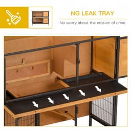 image-Wooden Metal Rabbit Hutch Pet House Bunny w/ Slide-Out Tray Outdoor Light Yellow