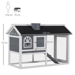 image-Rabbit Hutch Wood Bunny Cage for Outdoor Indoor w/ Pull Out Tray Run Box Ramp