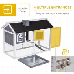 image-Rabbit Hutch Wood Bunny Cage for Outdoor Indoor w/ Pull Out Tray Run Box Ramp
