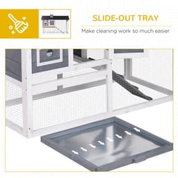 image-Rabbit Hutch Wood Bunny Cage for Outdoor Indoor w/ Pull Out Tray Run Box Ramp