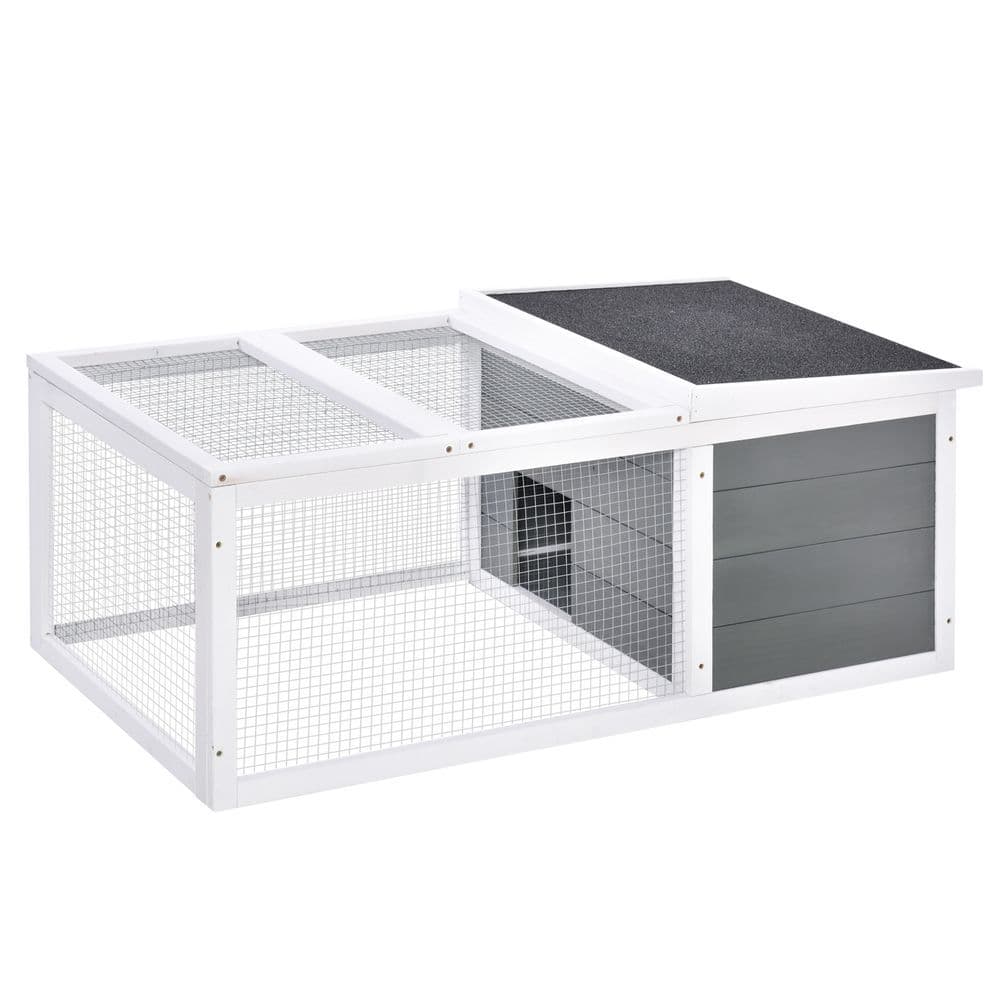 image-Rabbit Hutch Small Animal Cage Pet Run Cover, with Water-resistant Asphalt Roof