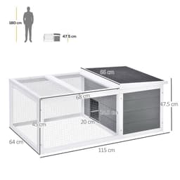 image-Rabbit Hutch Small Animal Cage Pet Run Cover, with Water-resistant Asphalt Roof