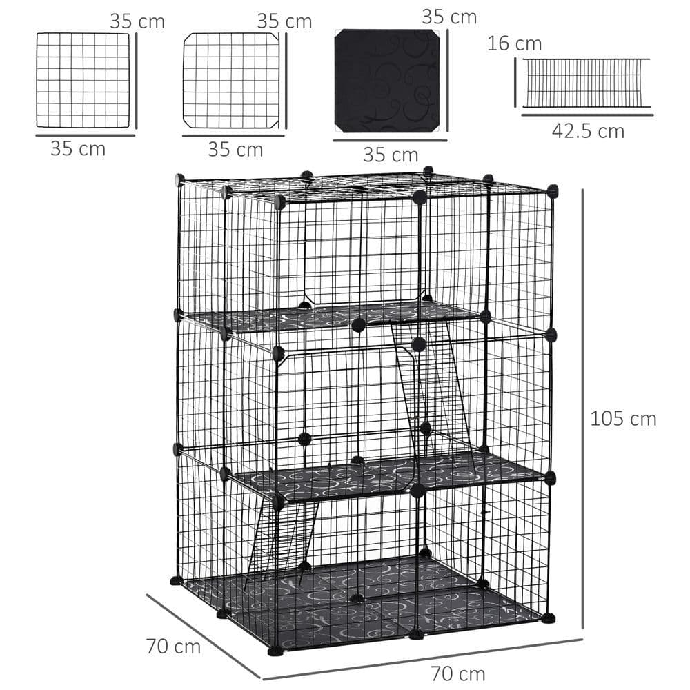 image-Pet Playpen DIY Small Animal Cage w/ Doors Ramps for Kitten Bunny Chinchilla