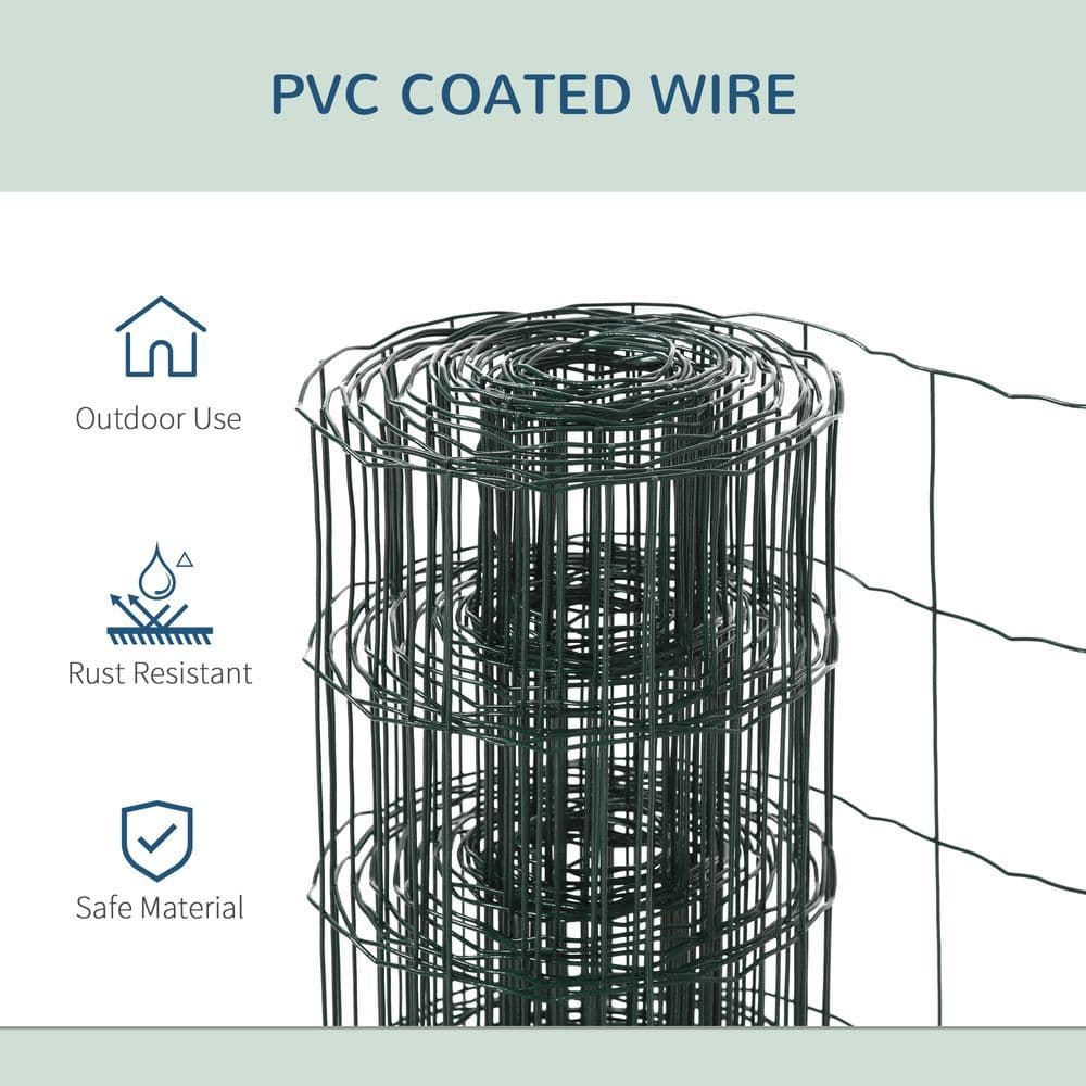 image-61cm x 1000cm Chicken Wire Mesh, Foldable PVC Coated Fences, for Garden, Green
