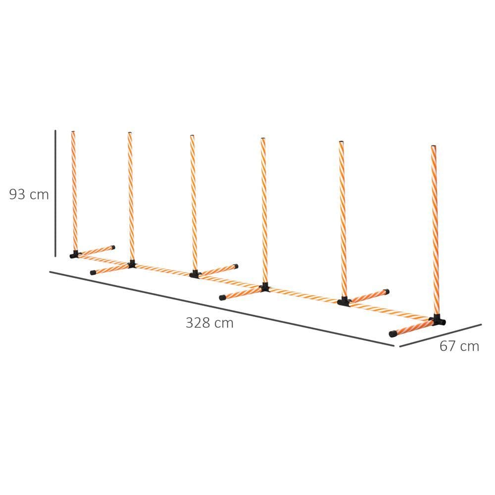 image-Dog Agility Weave Poles Training Obstacle Course Set Slalom Equipment w/ Whistle