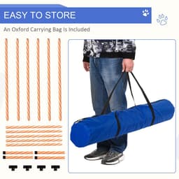 image-Dog Agility Weave Poles Training Obstacle Course Set Slalom Equipment w/ Whistle