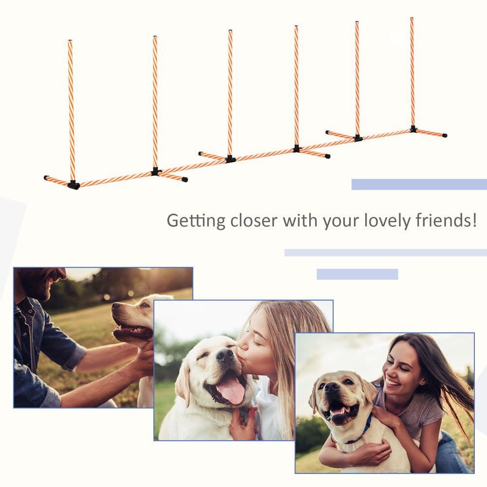 image-Dog Agility Weave Poles Training Obstacle Course Set Slalom Equipment w/ Whistle