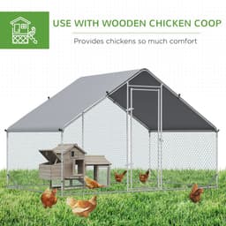 image-Walk In Chicken Run Galvanized Chicken Coop Hen House w/ Water-Resist Cover