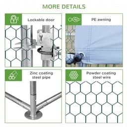 image-Walk In Chicken Run Galvanized Chicken Coop Hen House w/ Water-Resist Cover