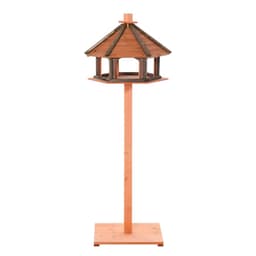 image-Wooden Bird Feeder Wooden Bird Table Bird Feeder with Roof, Brown, 130cm