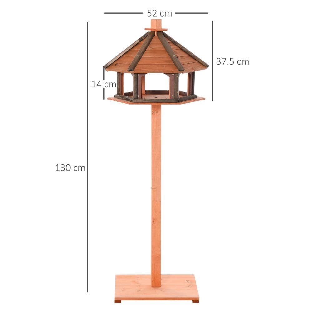 image-Wooden Bird Feeder Wooden Bird Table Bird Feeder with Roof, Brown, 130cm