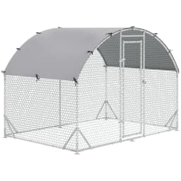 image-Chicken Run One Room Galvanised Chicken Coop Hen House w/ Cover 2.8 x 1.9 x 2m