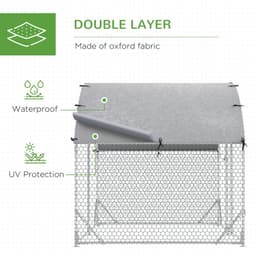 image-Chicken Run One Room Galvanised Chicken Coop Hen House w/ Cover 2.8 x 1.9 x 2m