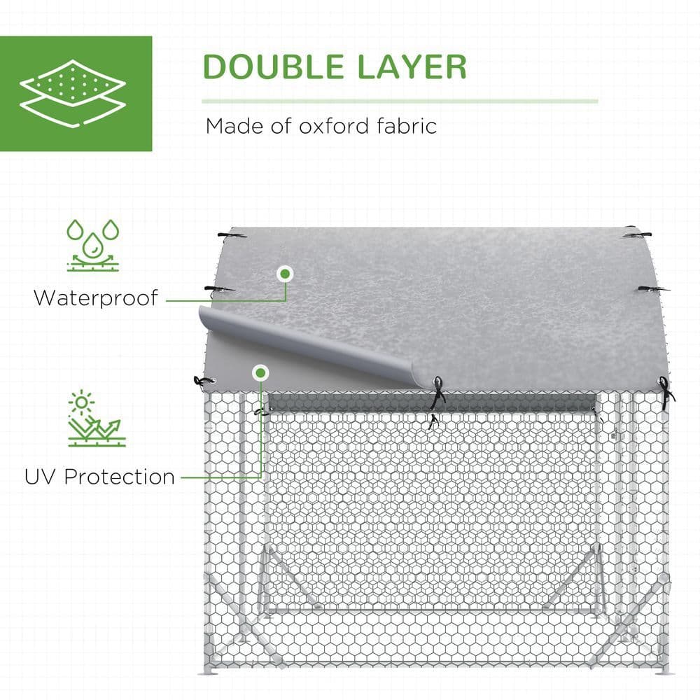 image-Chicken Run One Room Galvanised Chicken Coop Hen House w/ Cover 2.8 x 1.9 x 2m