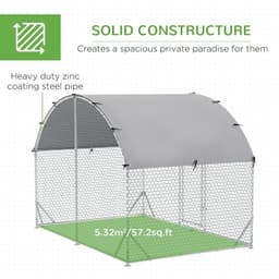 image-Chicken Run One Room Galvanised Chicken Coop Hen House w/ Cover 2.8 x 1.9 x 2m